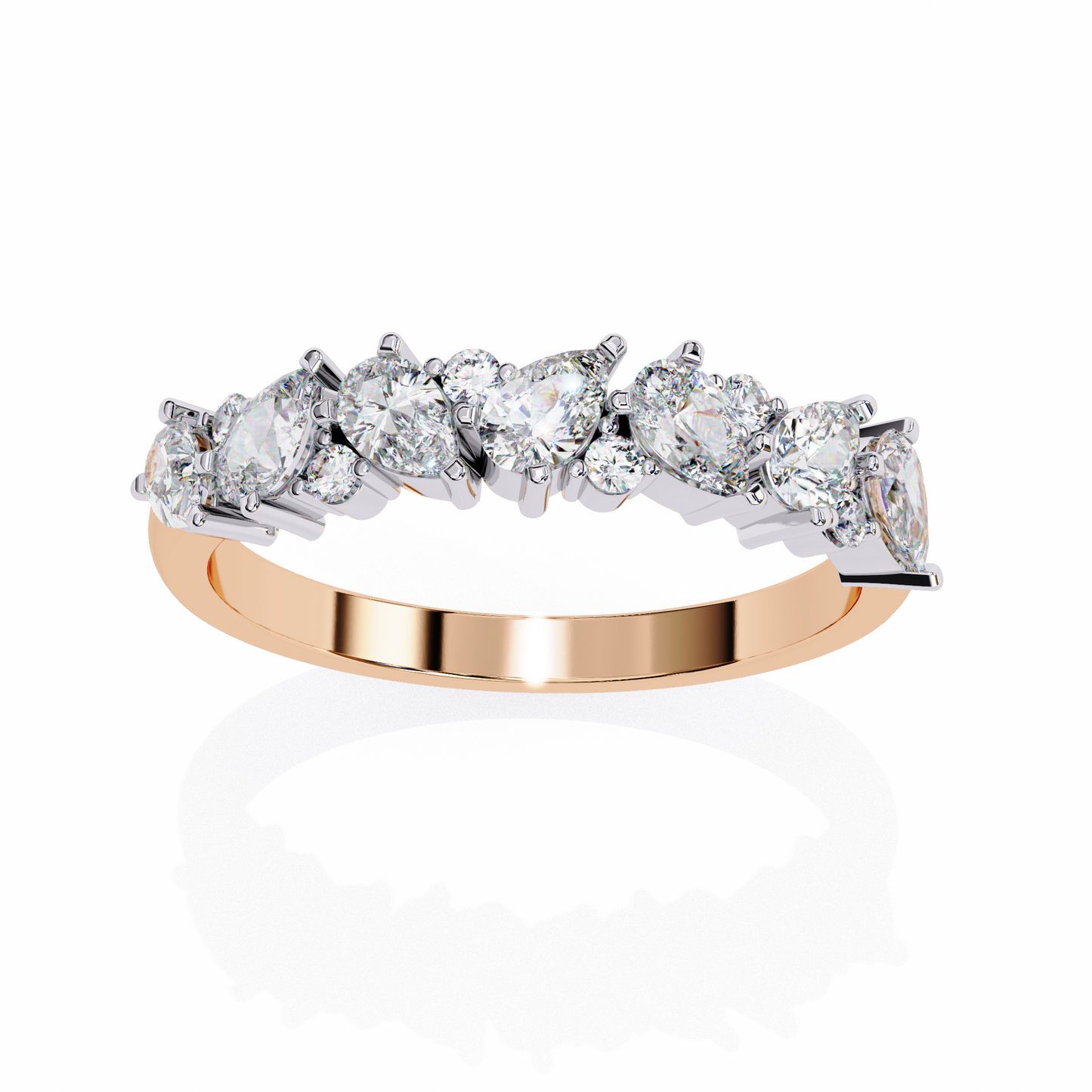 Asymmetric Diamonds  Band Ring