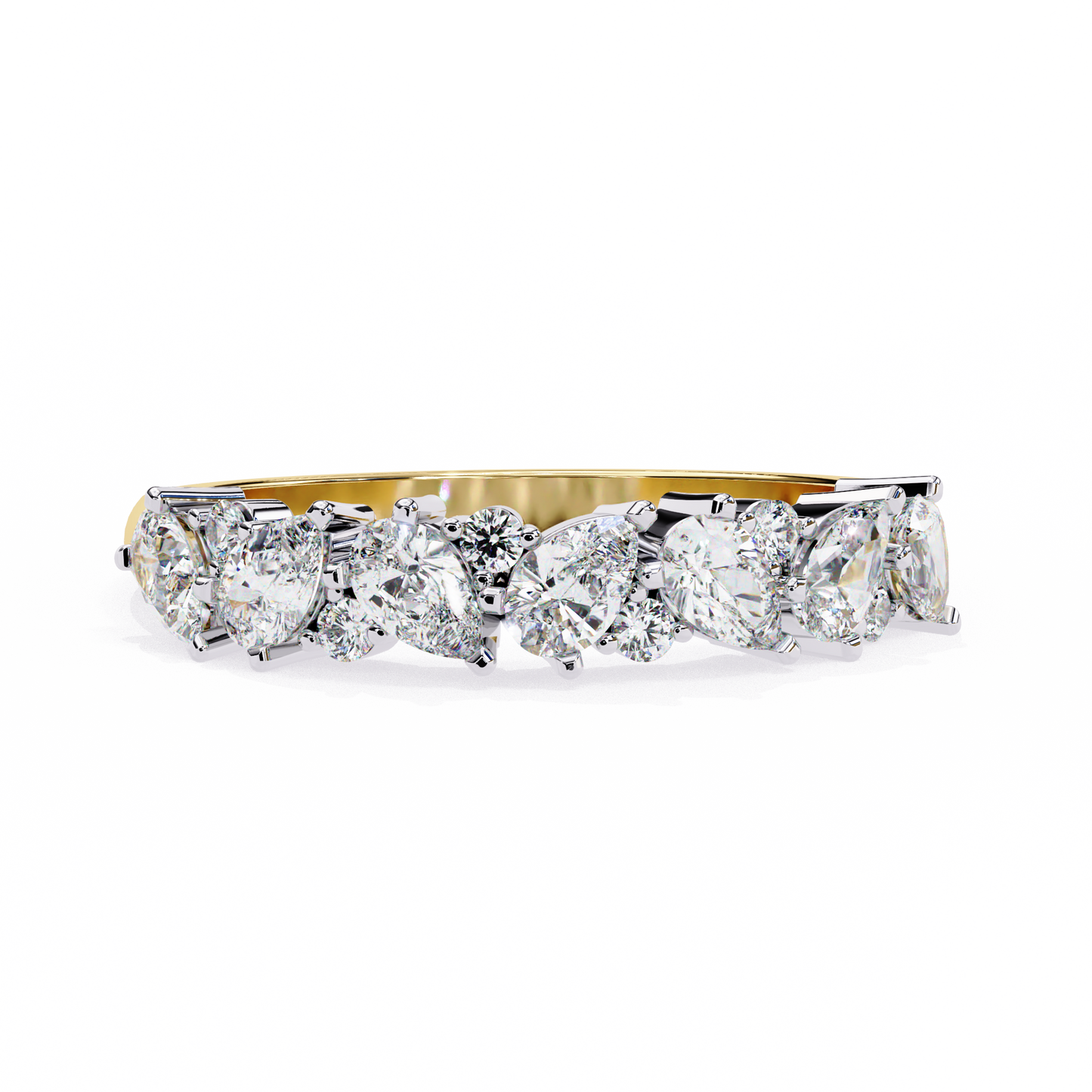 Asymmetric Diamonds  Band Ring