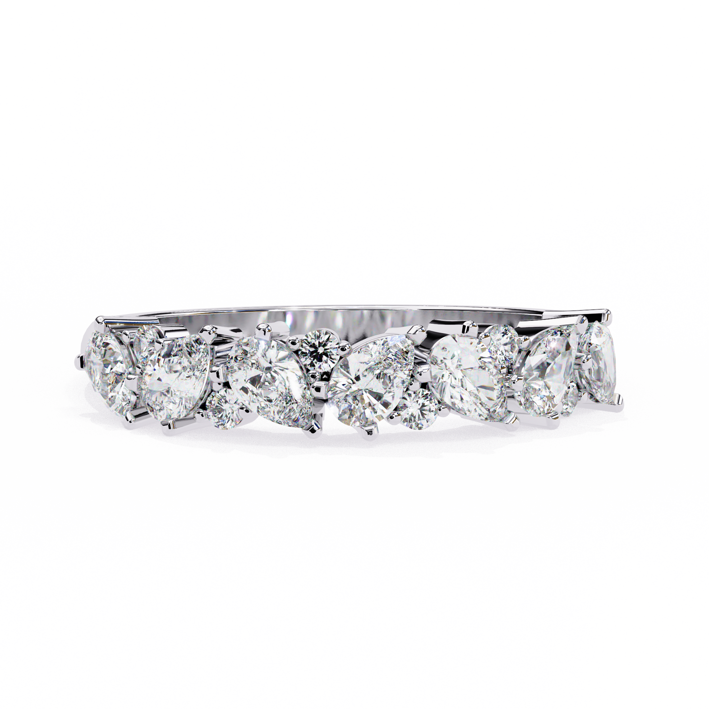 Asymmetric Diamonds  Band Ring