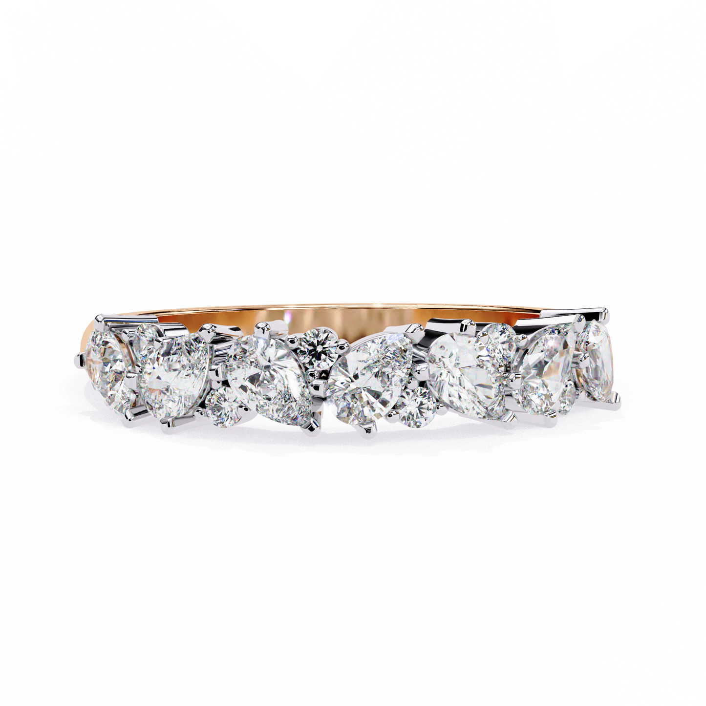 Asymmetric Diamonds  Band Ring