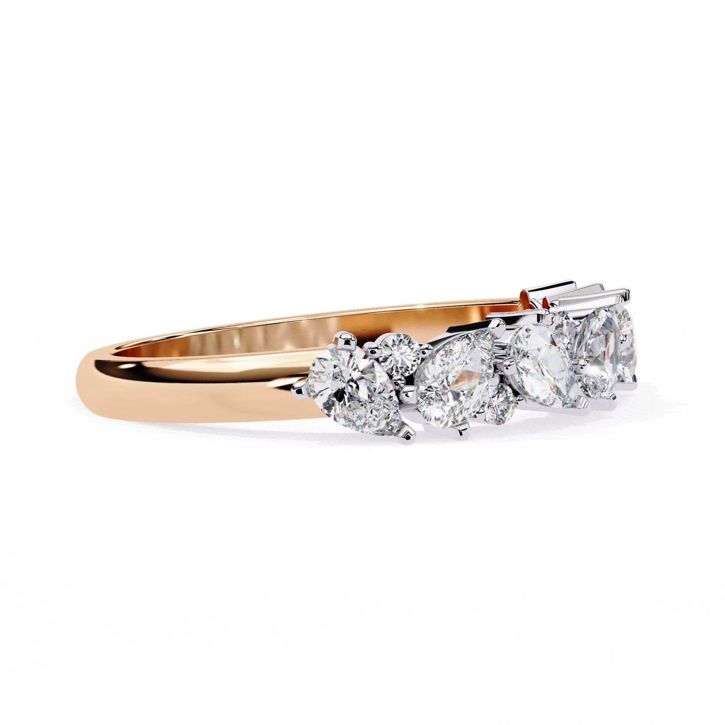 Asymmetric Diamonds  Band Ring