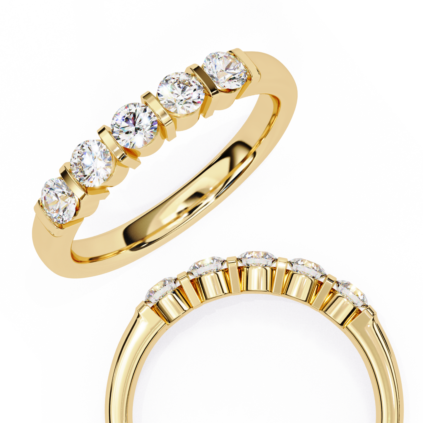 5 Studs 0.51 Carat Diamond Ring