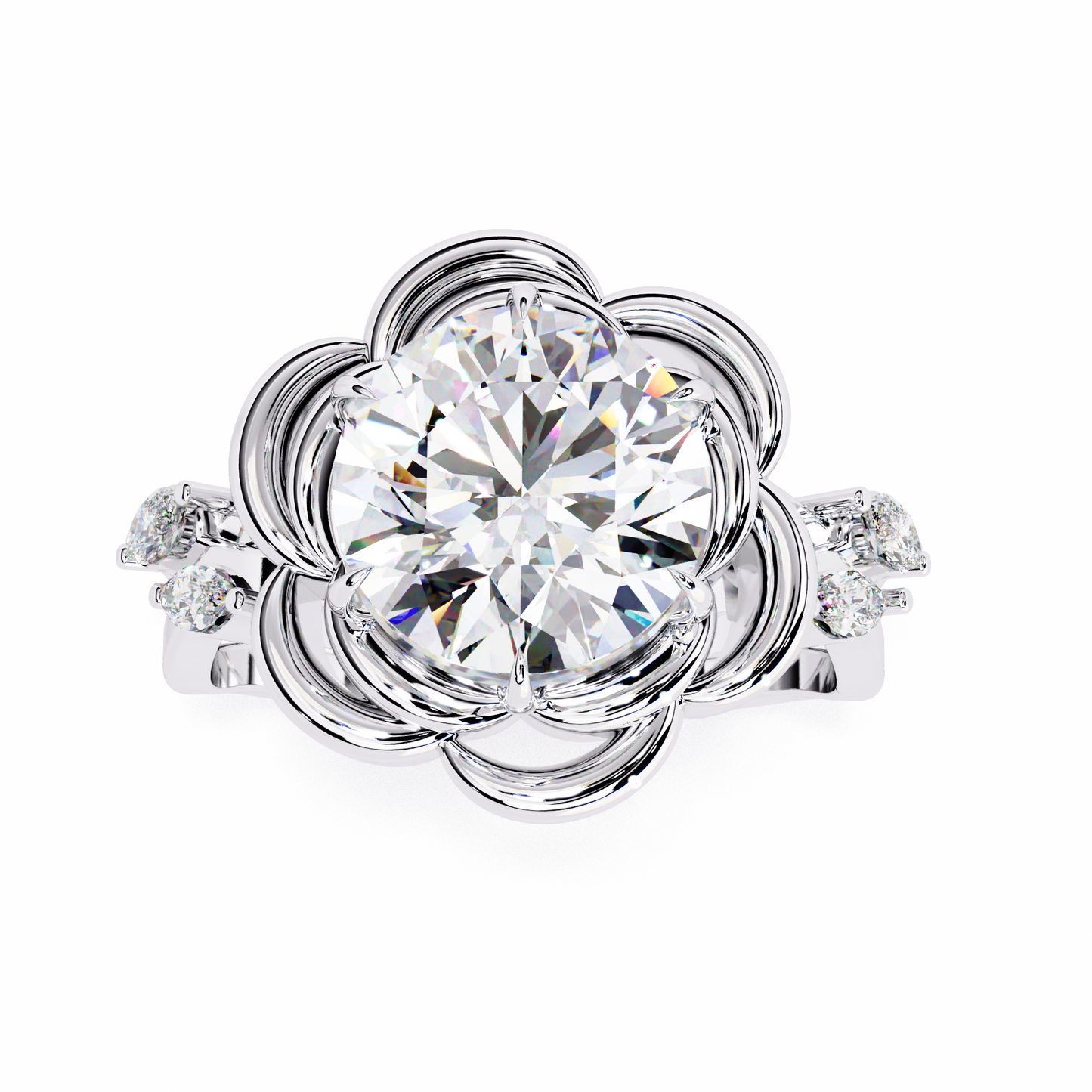 Rose Petals 2.07 Carat Round Solitaire Ring