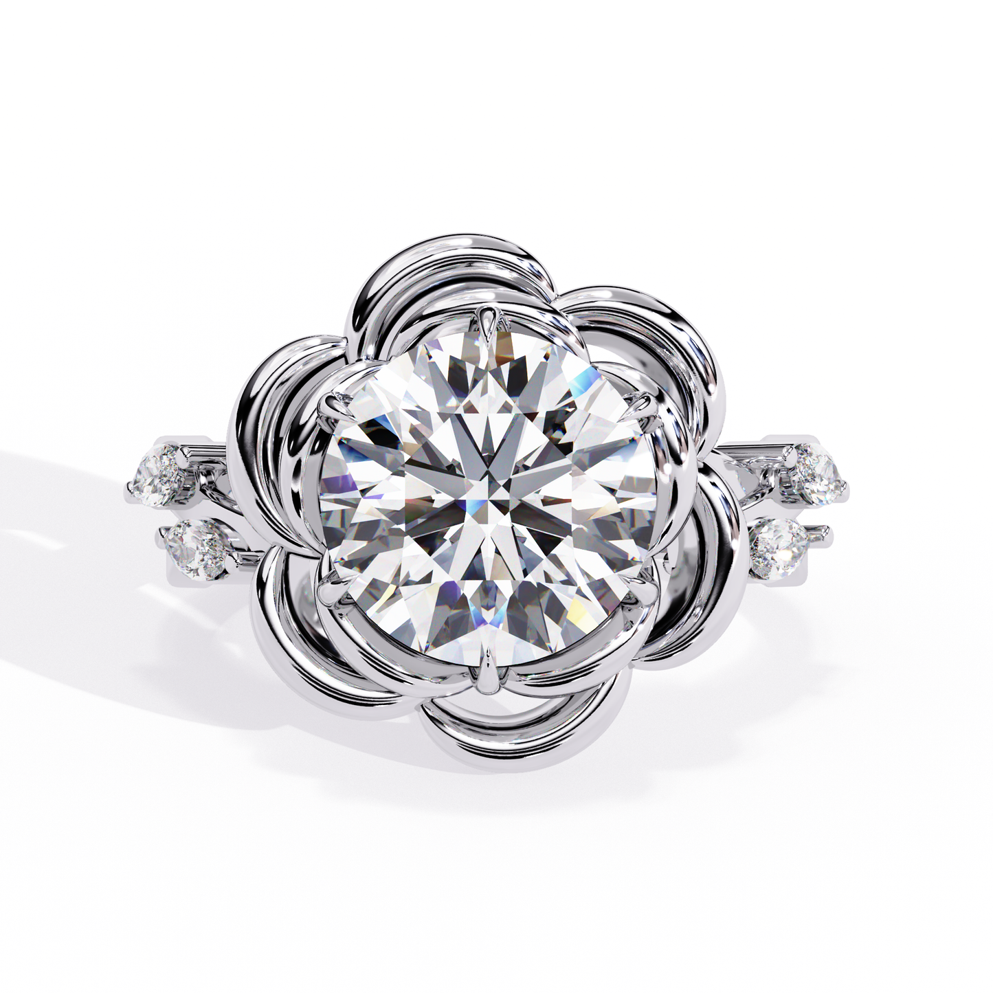 Rose Petals 2.07 Carat Round Solitaire Ring
