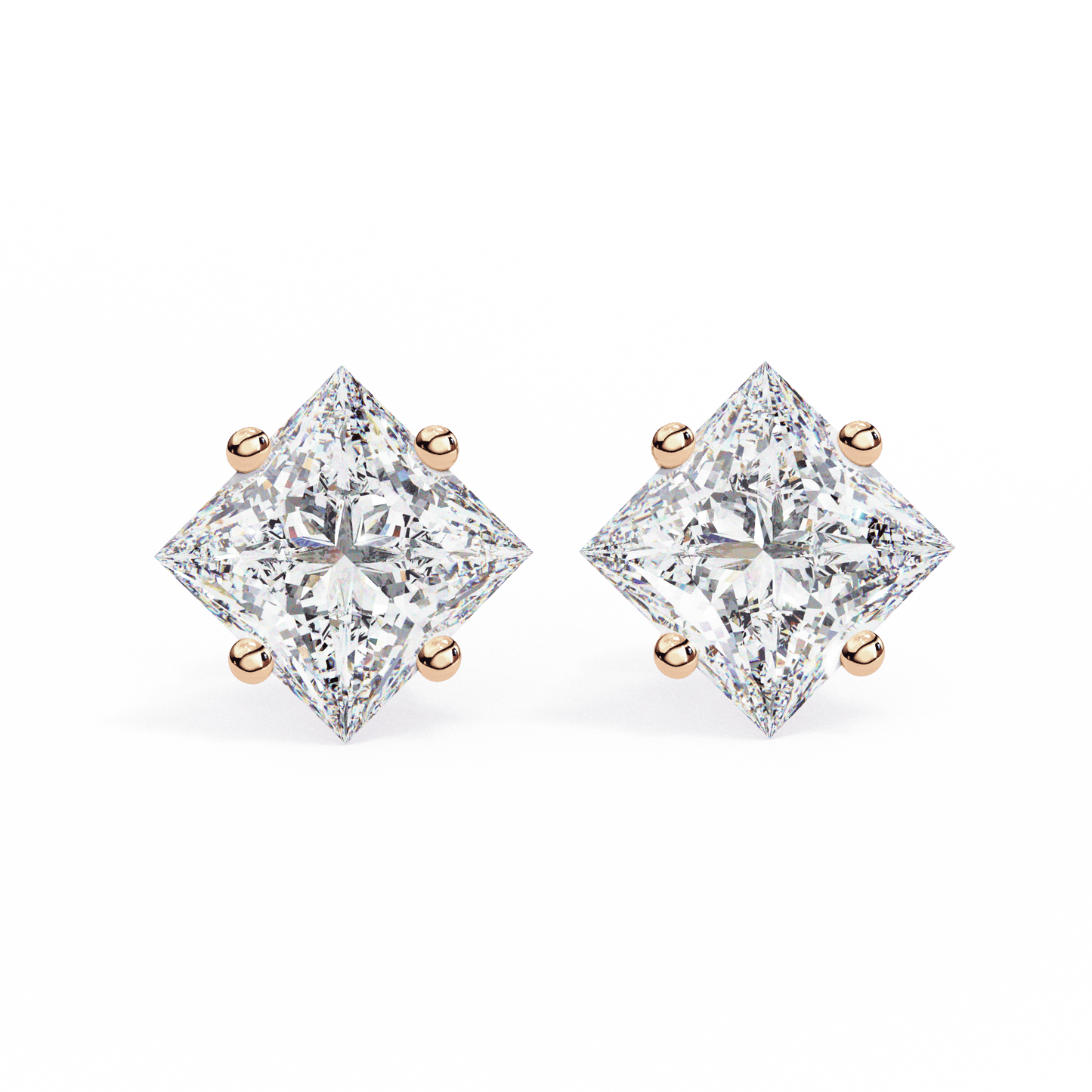 2.39 Carat Princess Solitaire Earrings