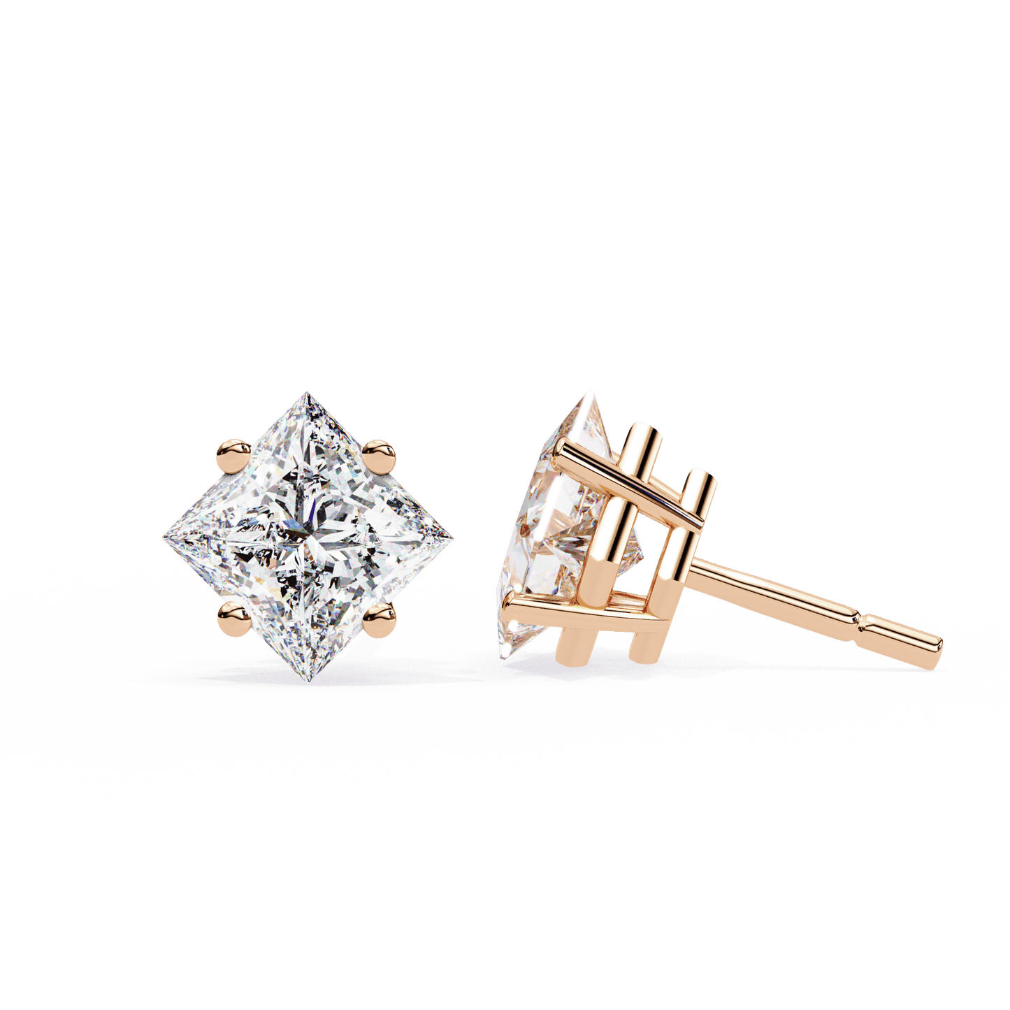 2.39 Carat Princess Solitaire Earrings