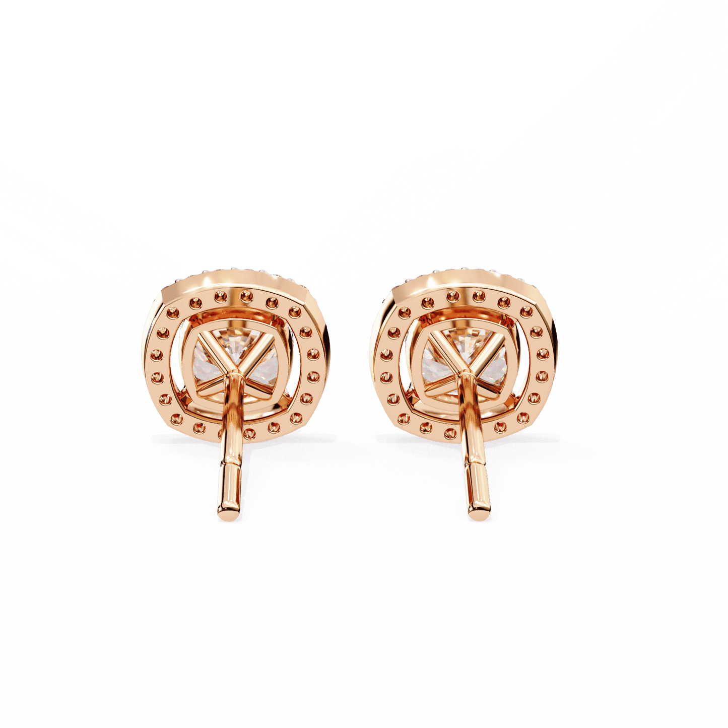 Halo Cushion Square Solitaire Studs