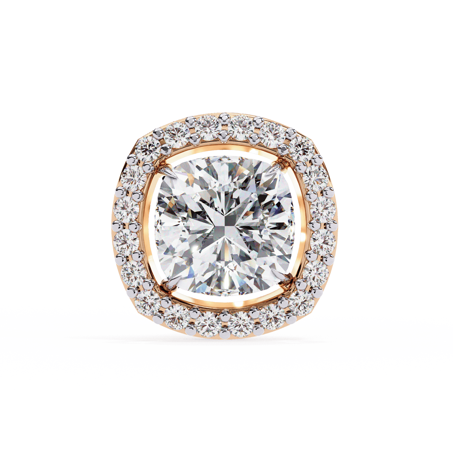 Halo Cushion Square Solitaire Studs