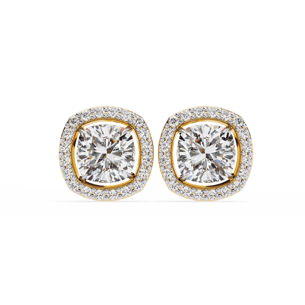Halo Cushion Square Solitaire Studs