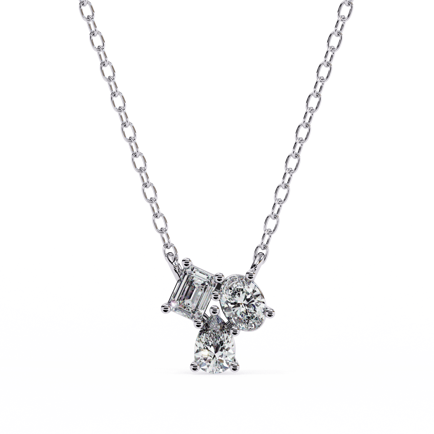 Oval Pear Emerald Solitaire Pendant