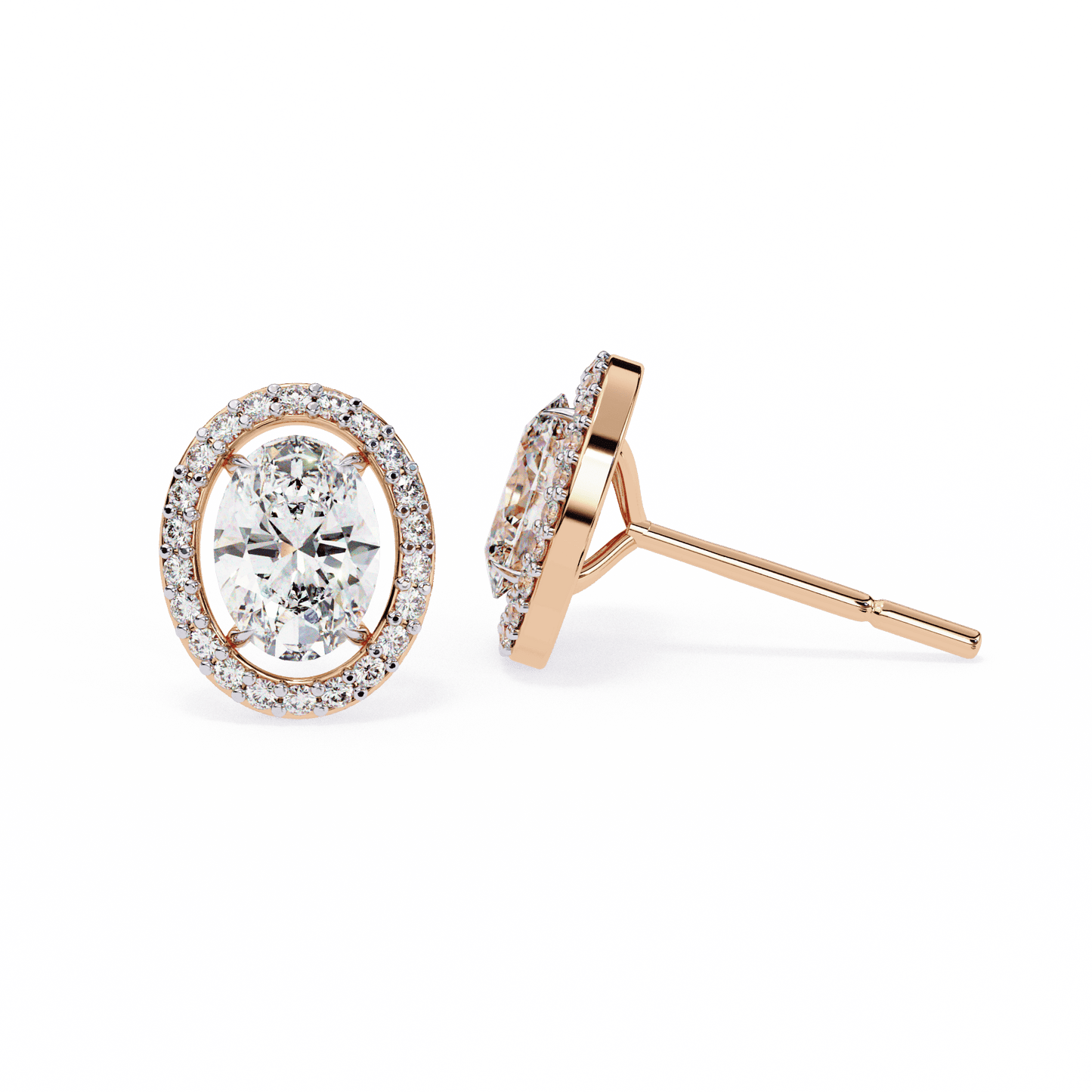 0.86 Pointers Halo Oval Solitaire Earrings