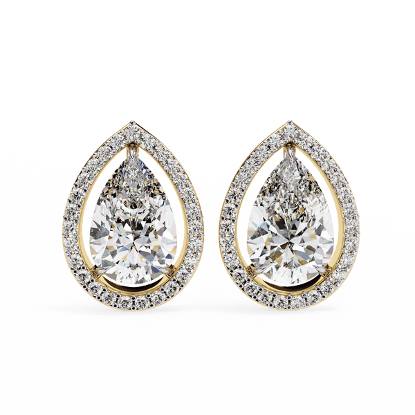 Halo Pear Shaped Solitaire Earrings