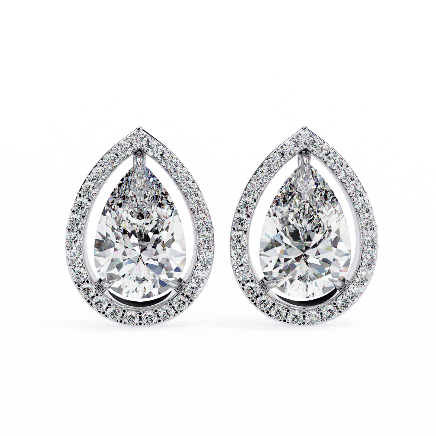 Halo Pear Shaped Solitaire Earrings