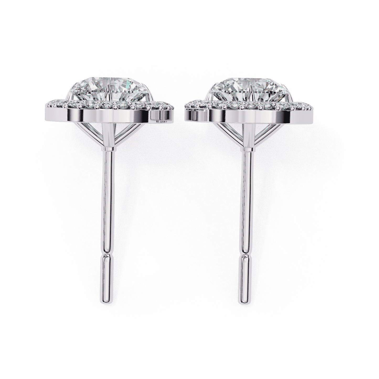 0.86 Pointers Halo Oval Solitaire Earrings