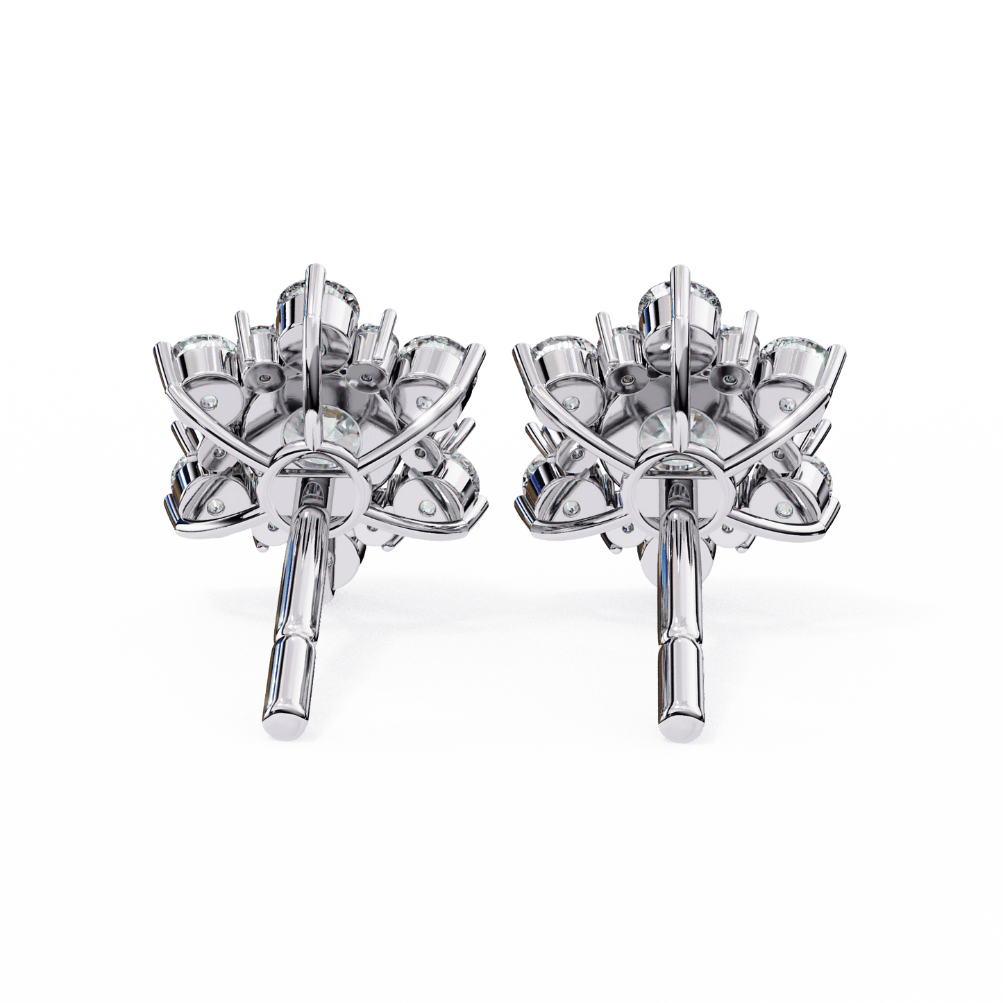 Shinning Star Halo Round Solitaire Earrings