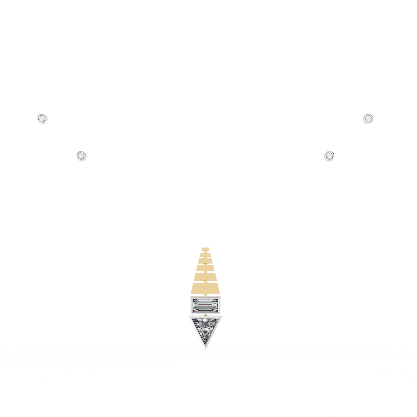 Triangle Shape Baguette and Round Pendant