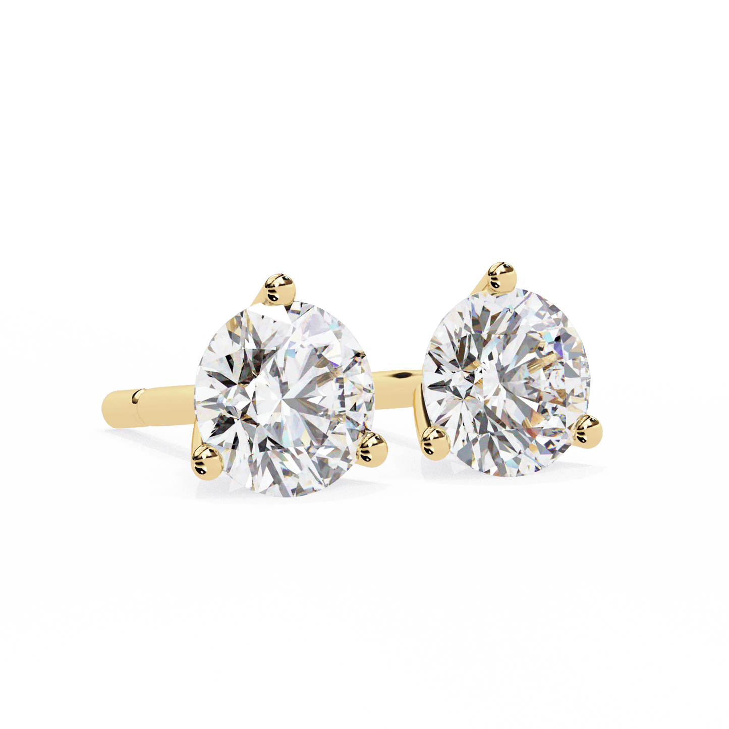 0.90 carat each 3 Prong Carat Round Solitaire Earrings