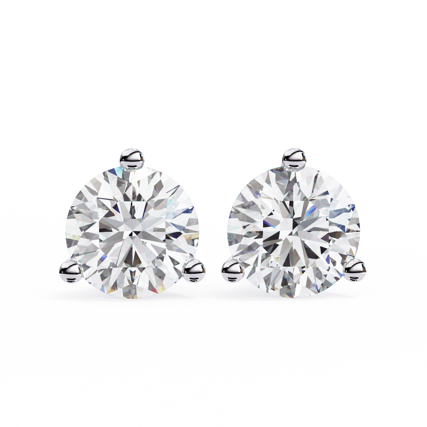 0.90 carat each 3 Prong Carat Round Solitaire Earrings