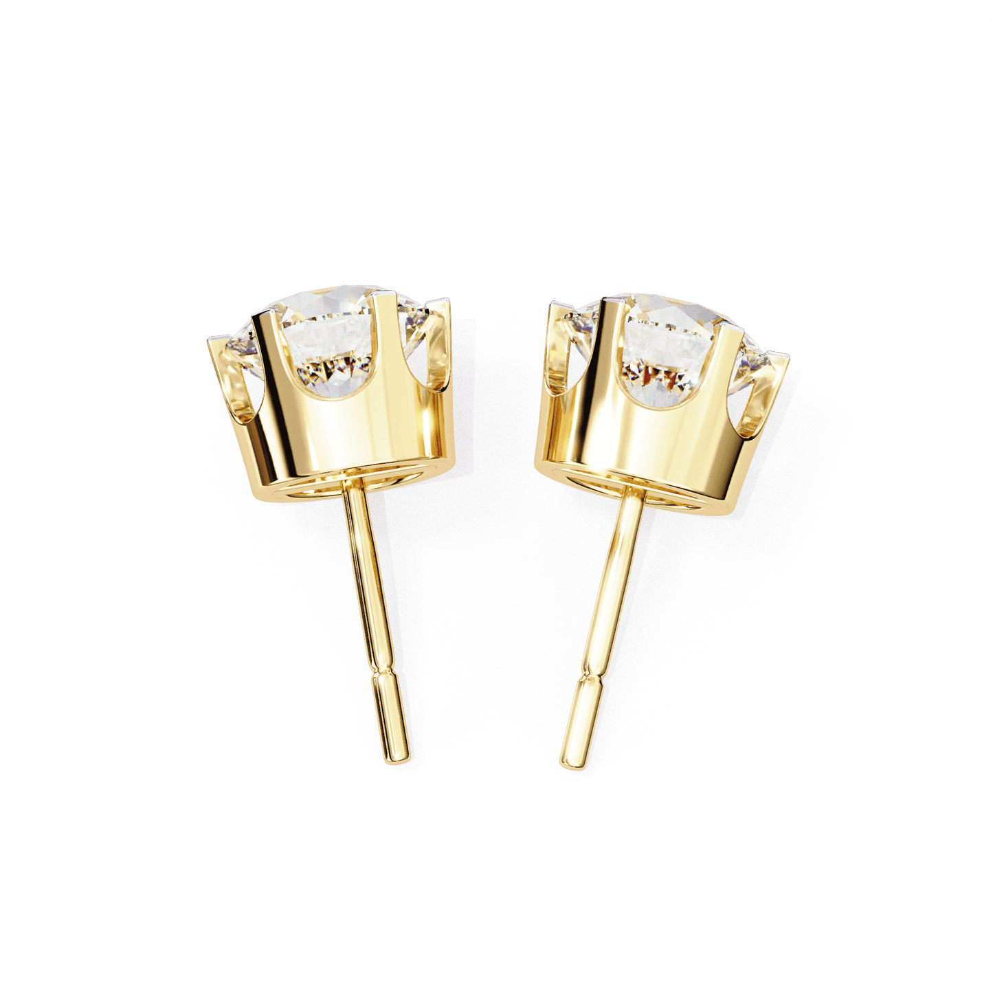 2.5 Carat each 6 Prong Round Lab Solitaire Earrings