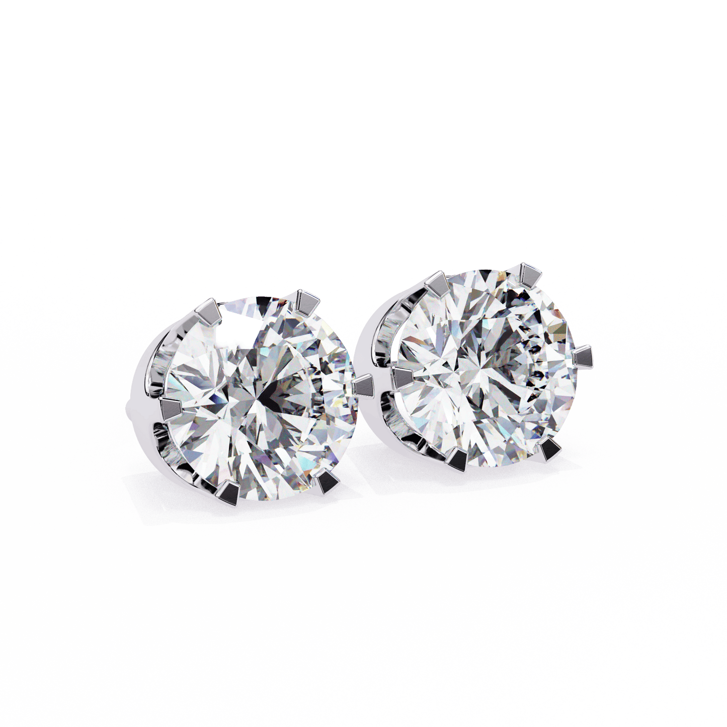 2.5 Carat each 6 Prong Round Lab Solitaire Earrings