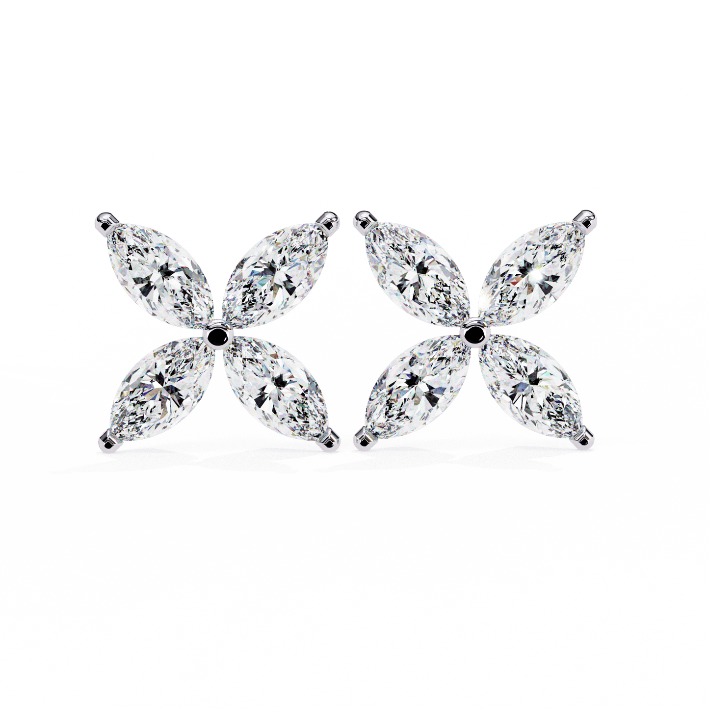 Cross Marquise Diamond Earrings