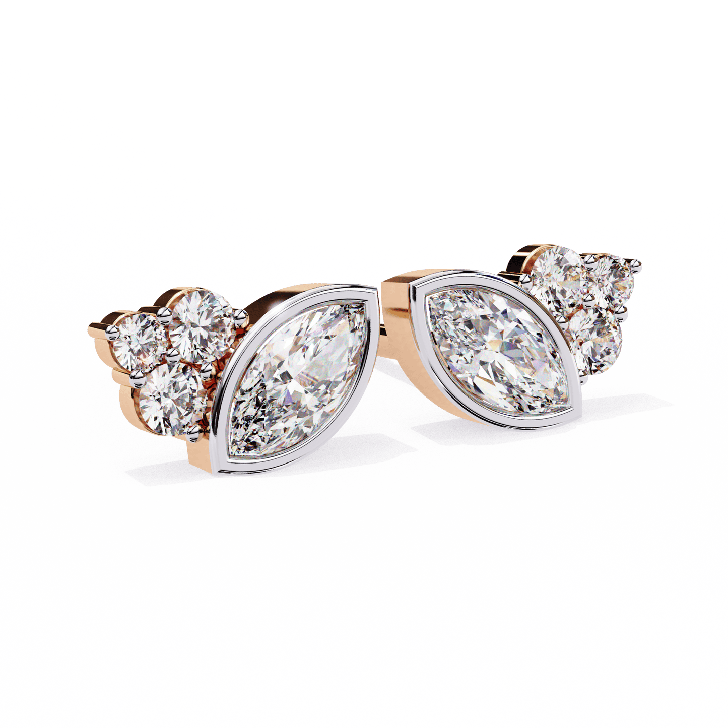 Marquise n Round Winged Solitaire Earrings