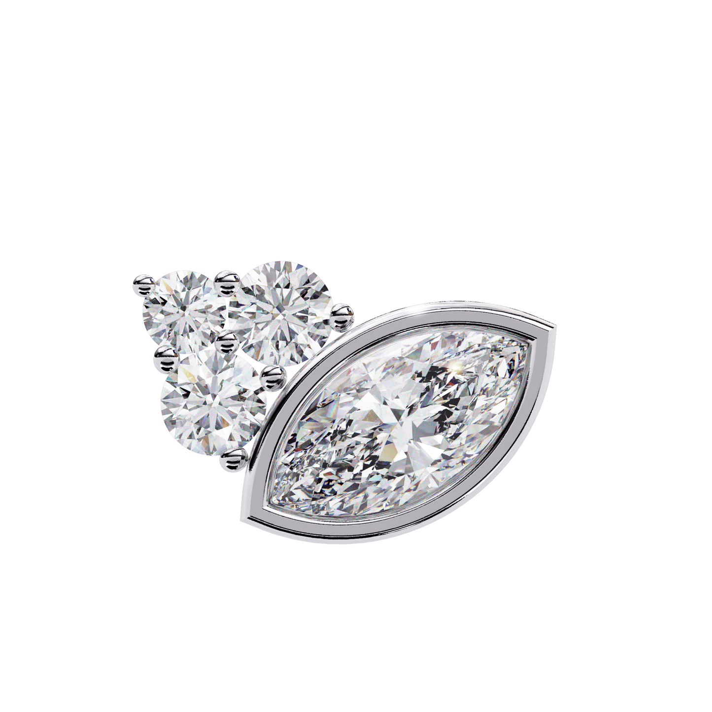 Marquise n Round Winged Solitaire Earrings