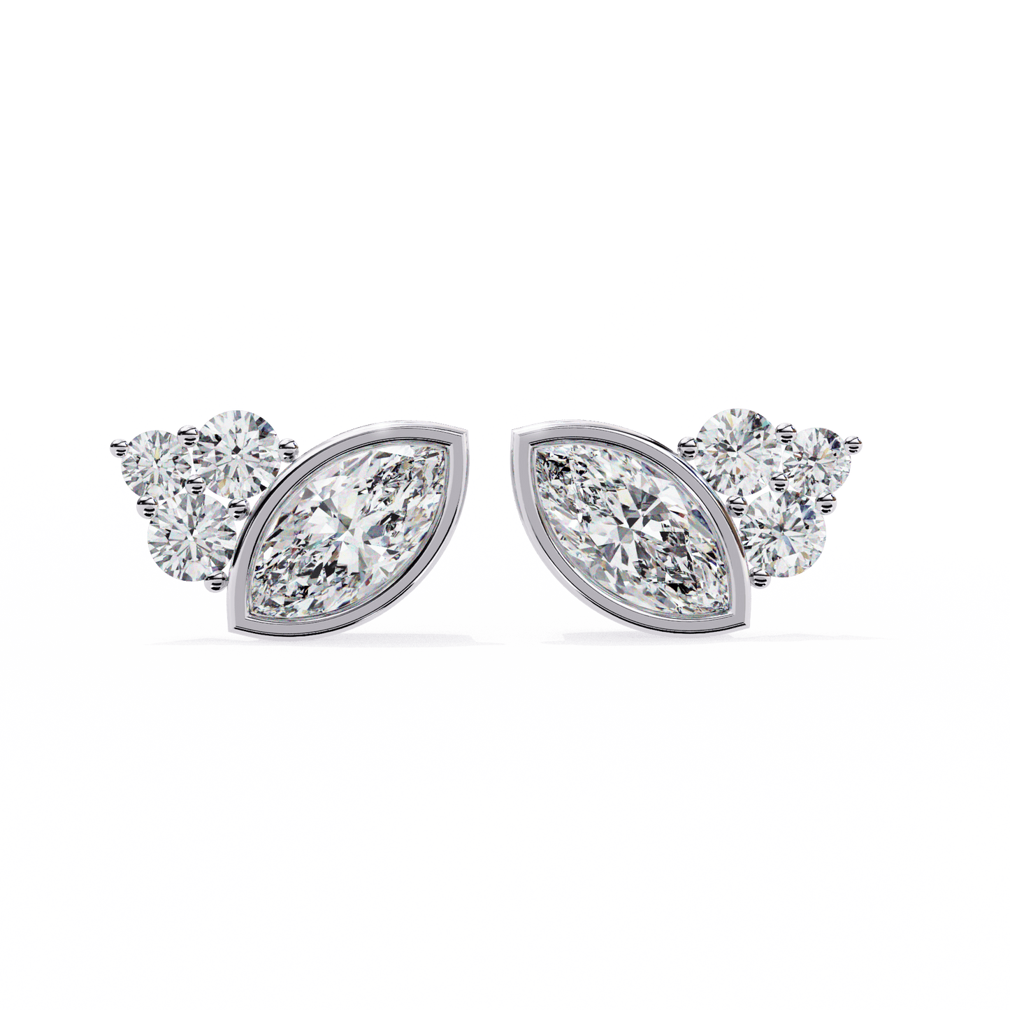 Marquise n Round Winged Solitaire Earrings