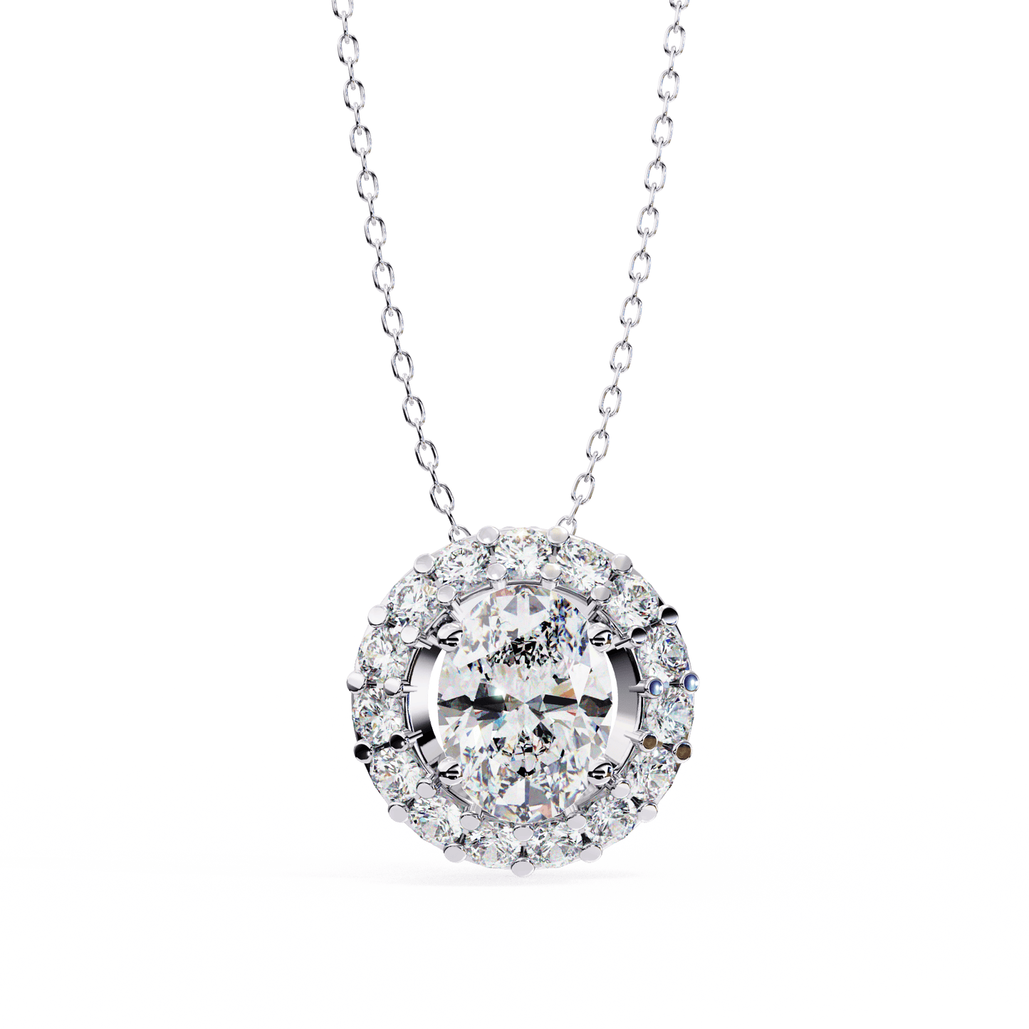 Ritzy Oval in Round Solitaire Pendant