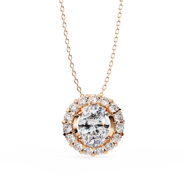 Ritzy Oval in Round Solitaire Pendant