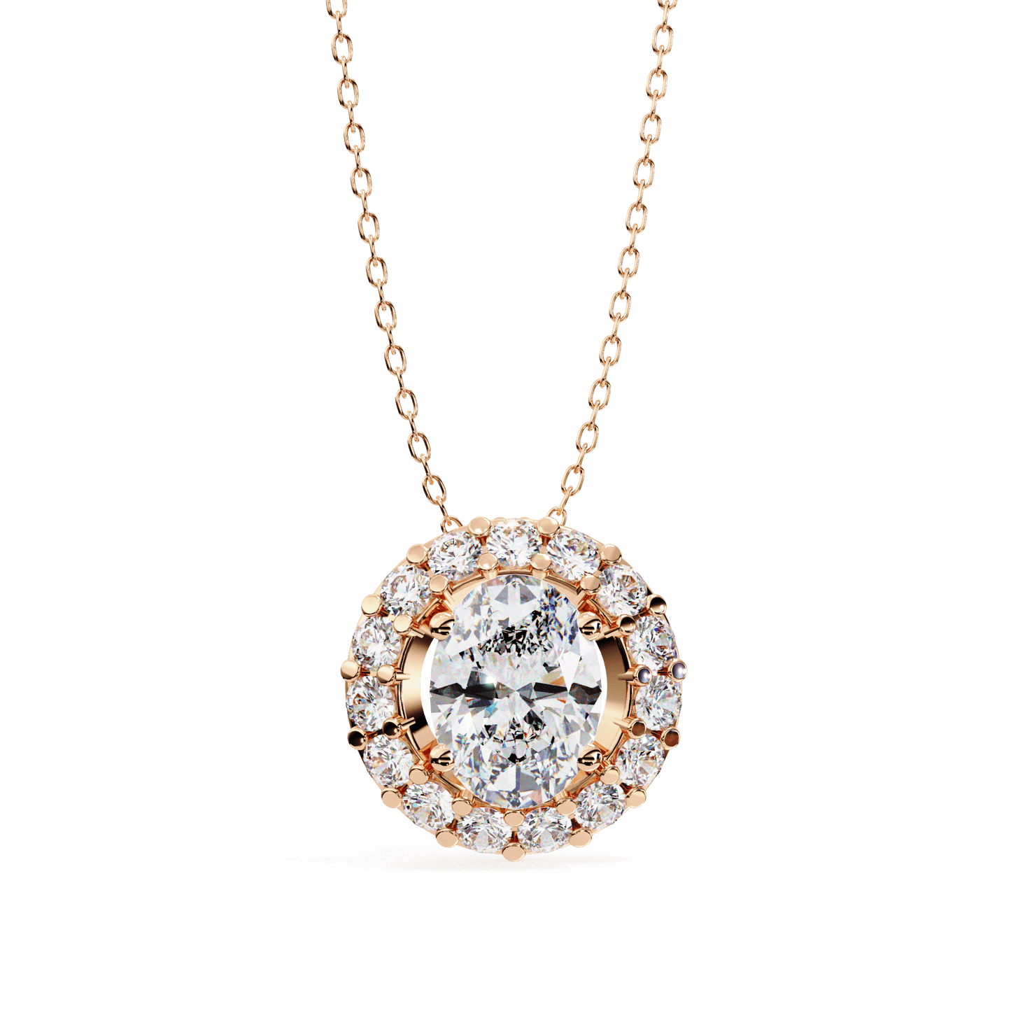 Ritzy Oval in Round Solitaire Pendant