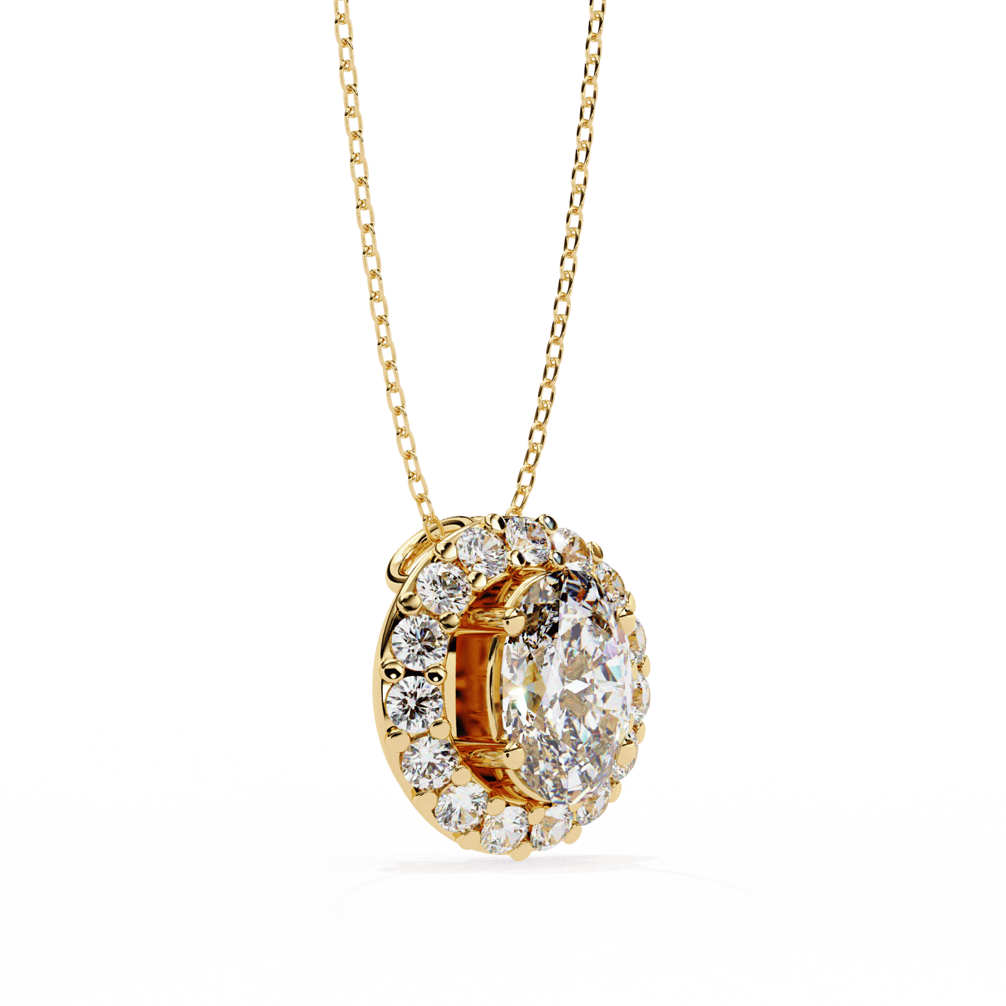 Ritzy Oval in Round Solitaire Pendant