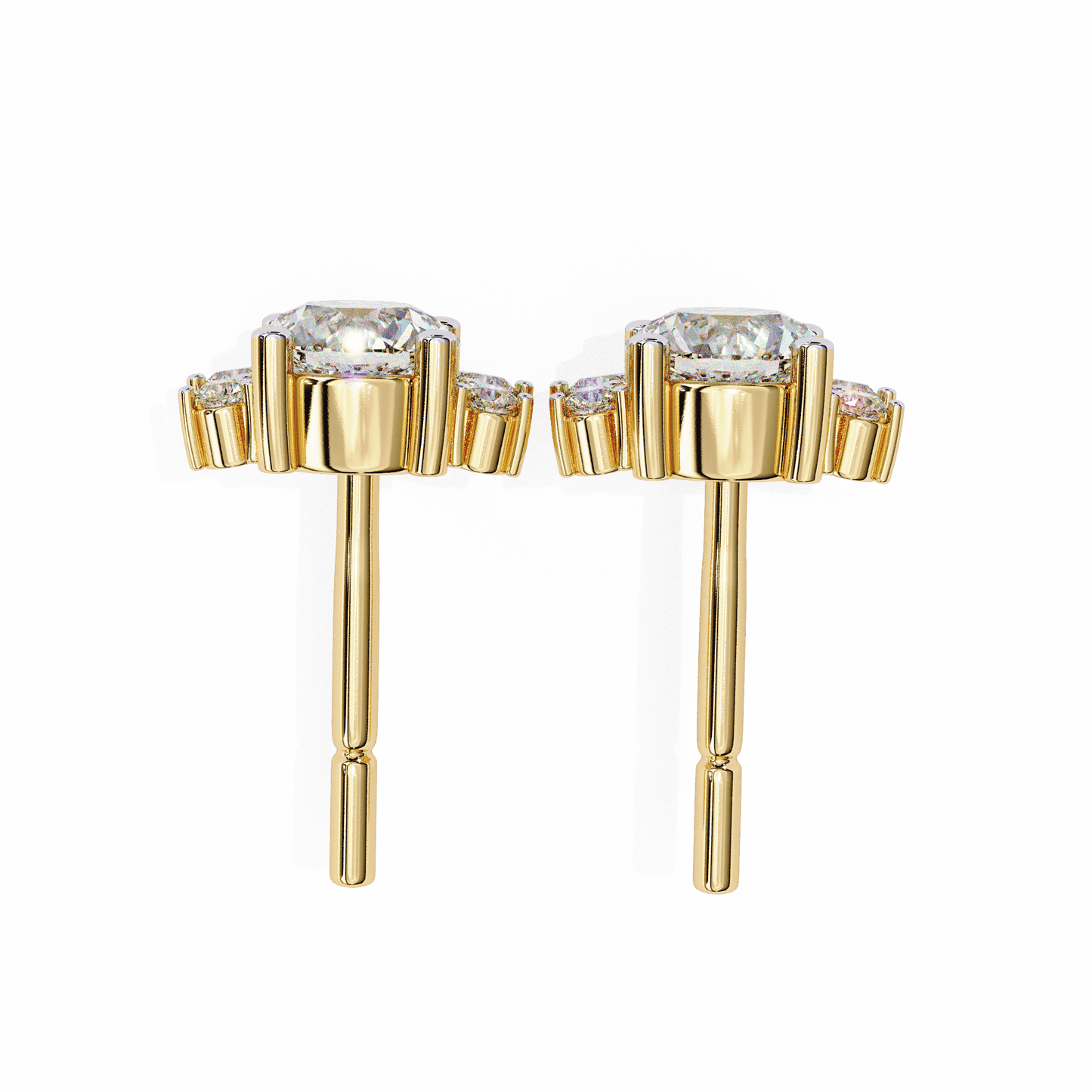 Ferns and Flower Diamond Earrings