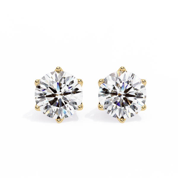1.50 carat each 6 Promd Round Solitaire Studs
