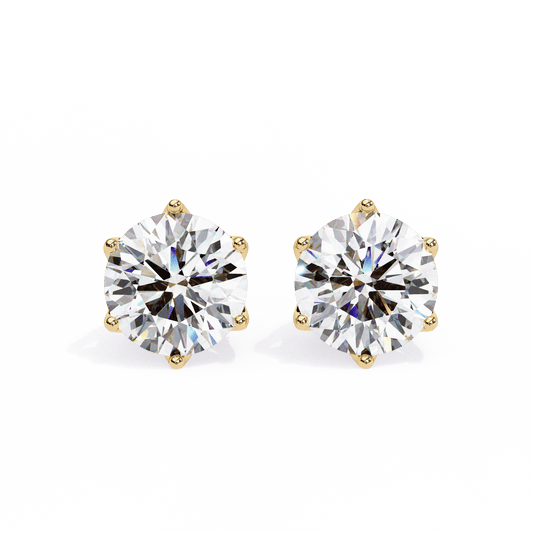1.50 carat each 6 Promd Round Solitaire Studs