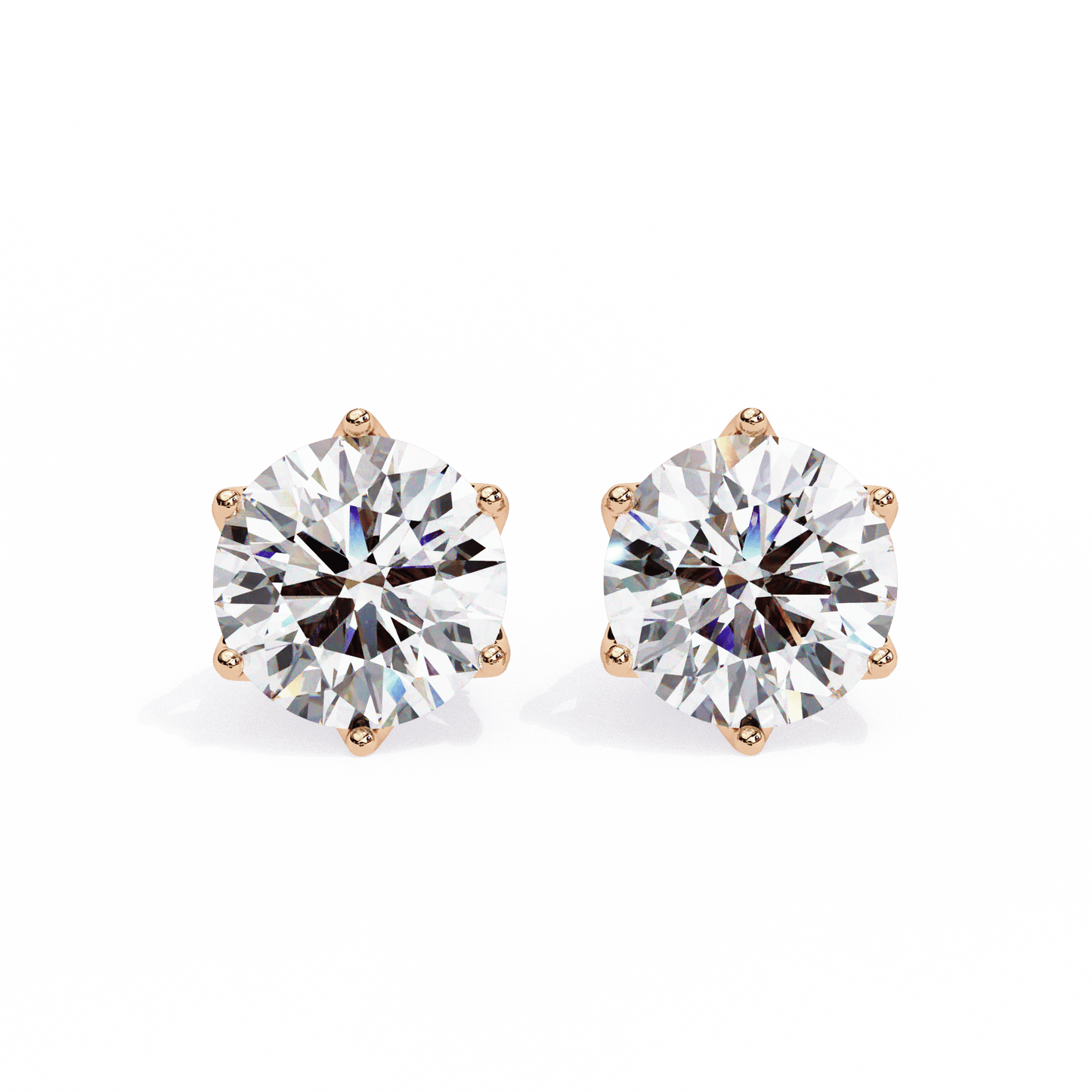 1.50 carat each 6 Promd Round Solitaire Studs