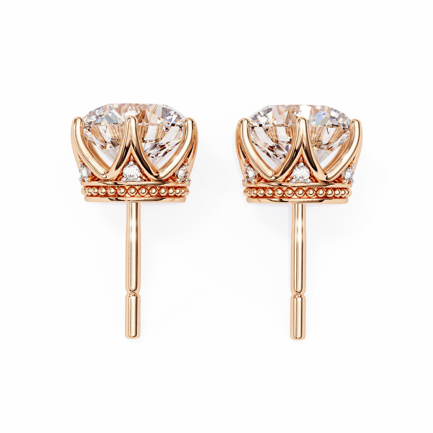 1.50 carat each 6 Promd Round Solitaire Studs