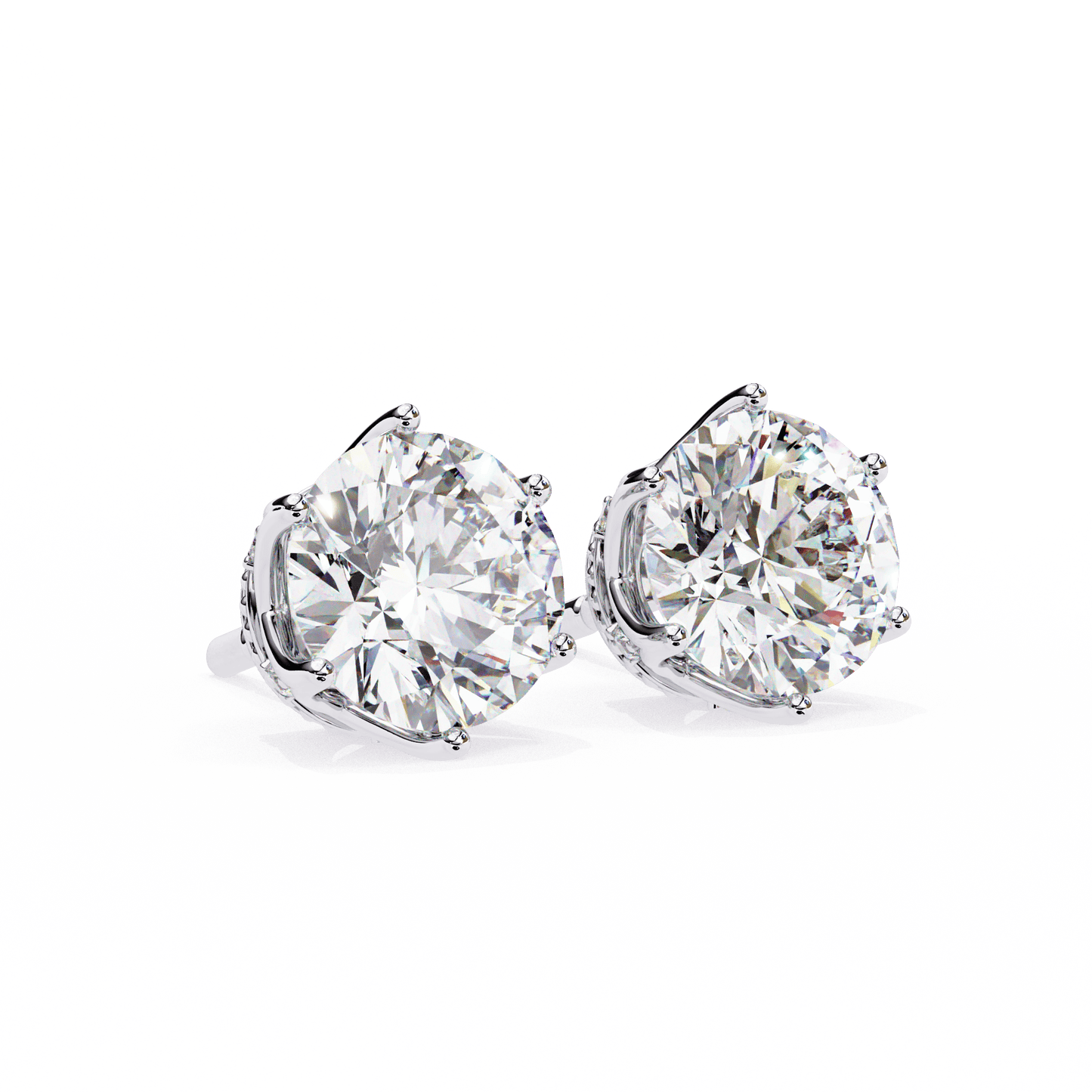 1.50 carat each 6 Promd Round Solitaire Studs