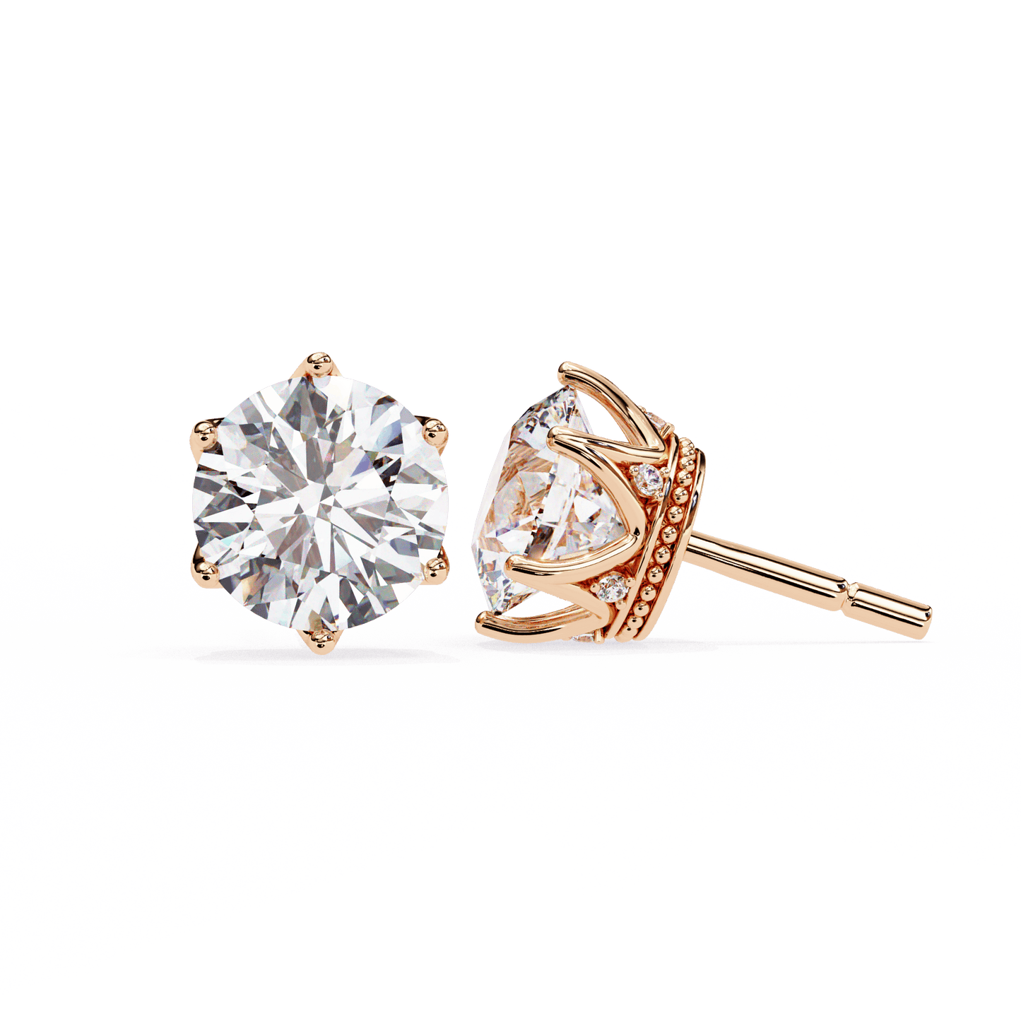 1.50 carat each 6 Promd Round Solitaire Studs
