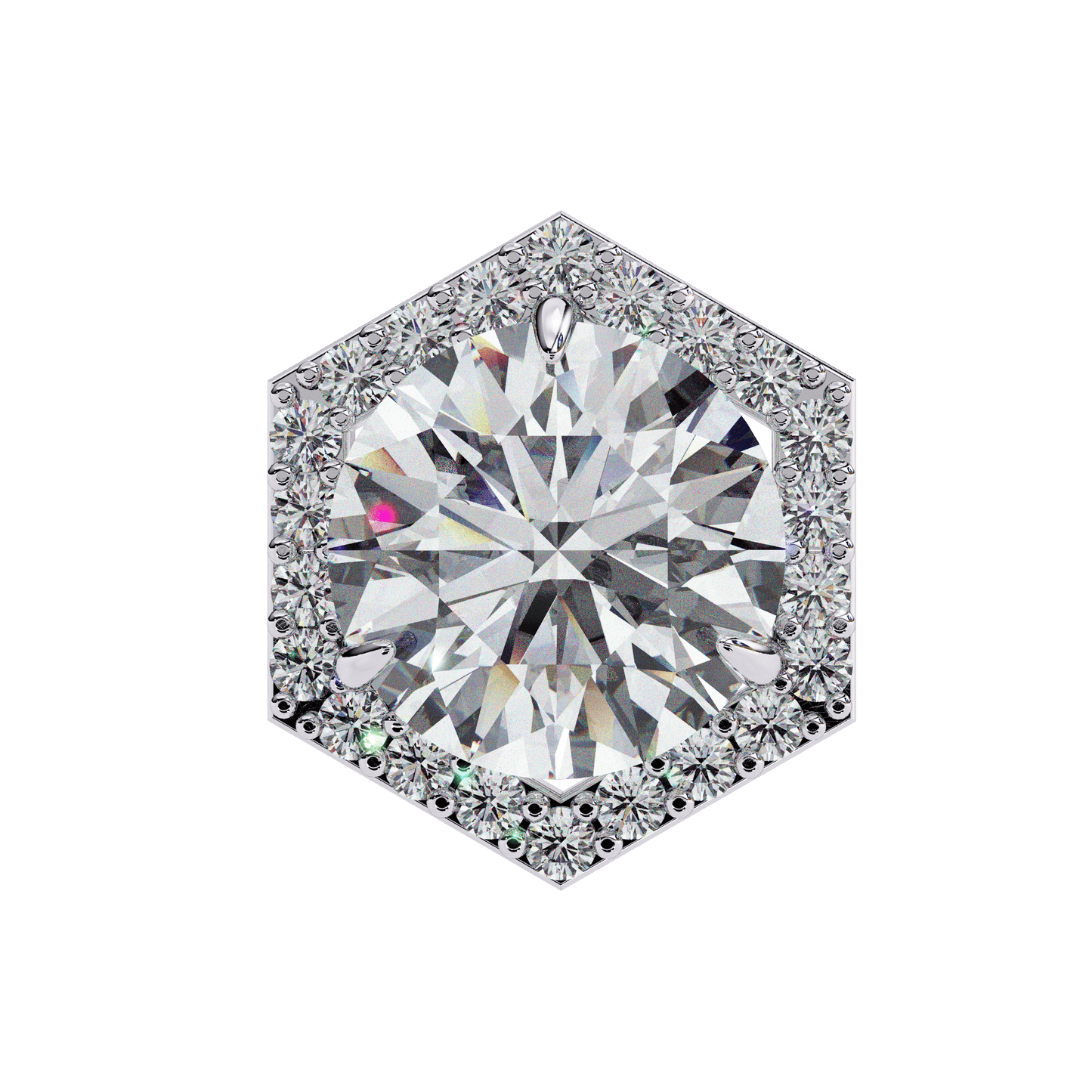 Hexagon 1.94 Carat Round Solitaire Studs
