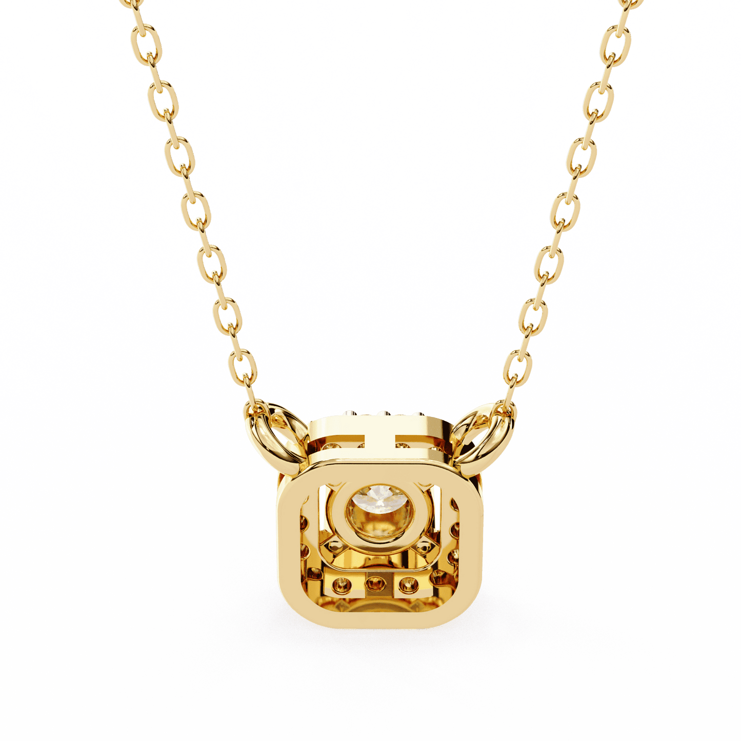 Radial Squared Round Solitaire Pendant