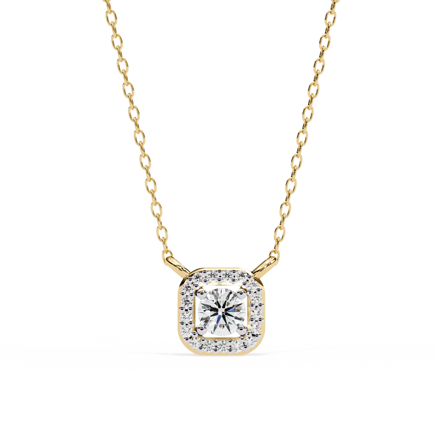 Radial Squared Round Solitaire Pendant