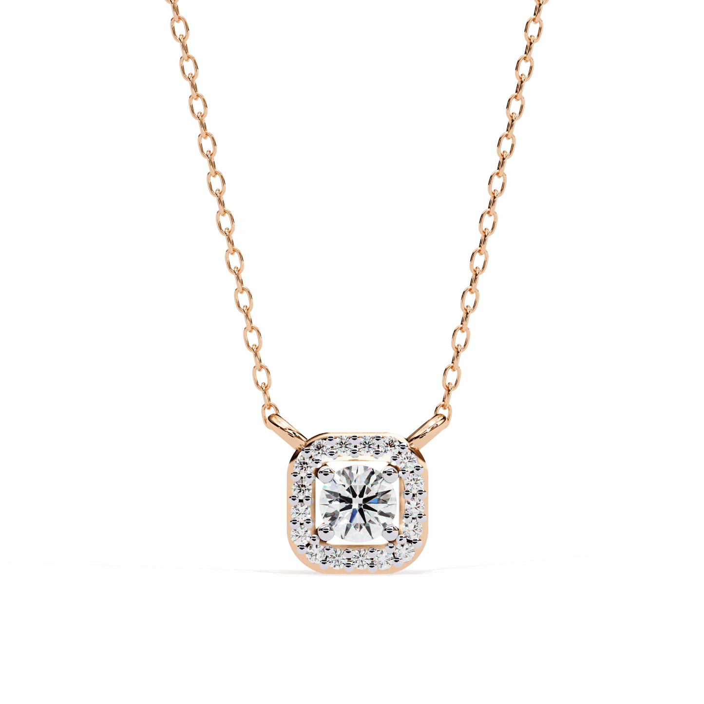 Radial Squared Round Solitaire Pendant