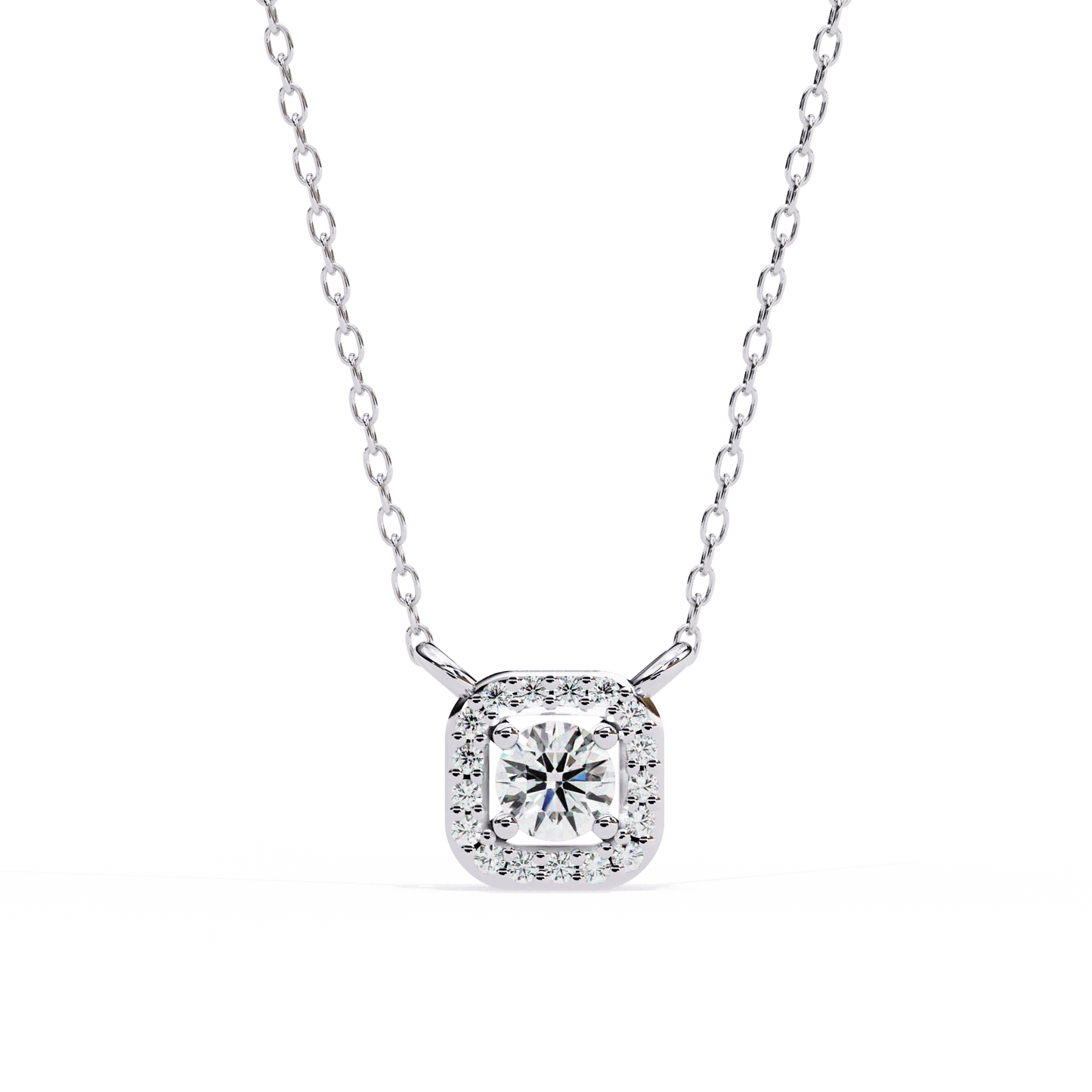 Radial Squared Round Solitaire Pendant