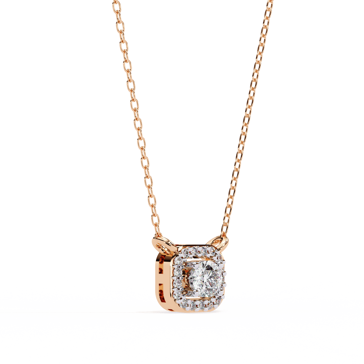 Radial Squared Round Solitaire Pendant