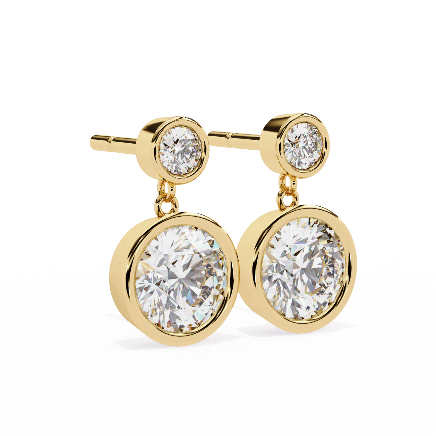 Twin Cased Round Solitaire Earrings