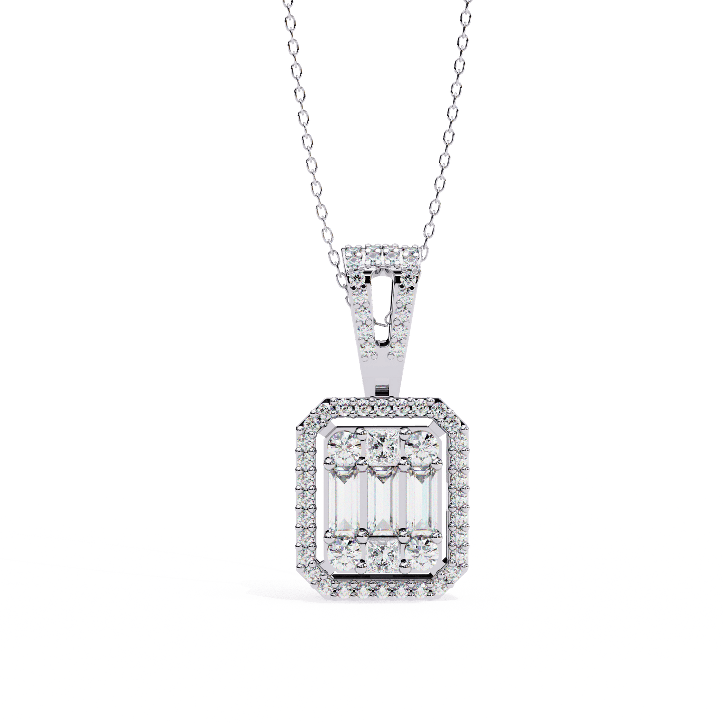 Baguette and Princess Designer Fancy Pendant