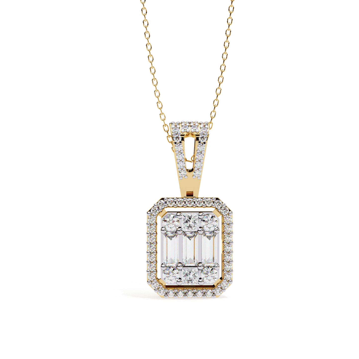 Baguette and Princess Designer Fancy Pendant
