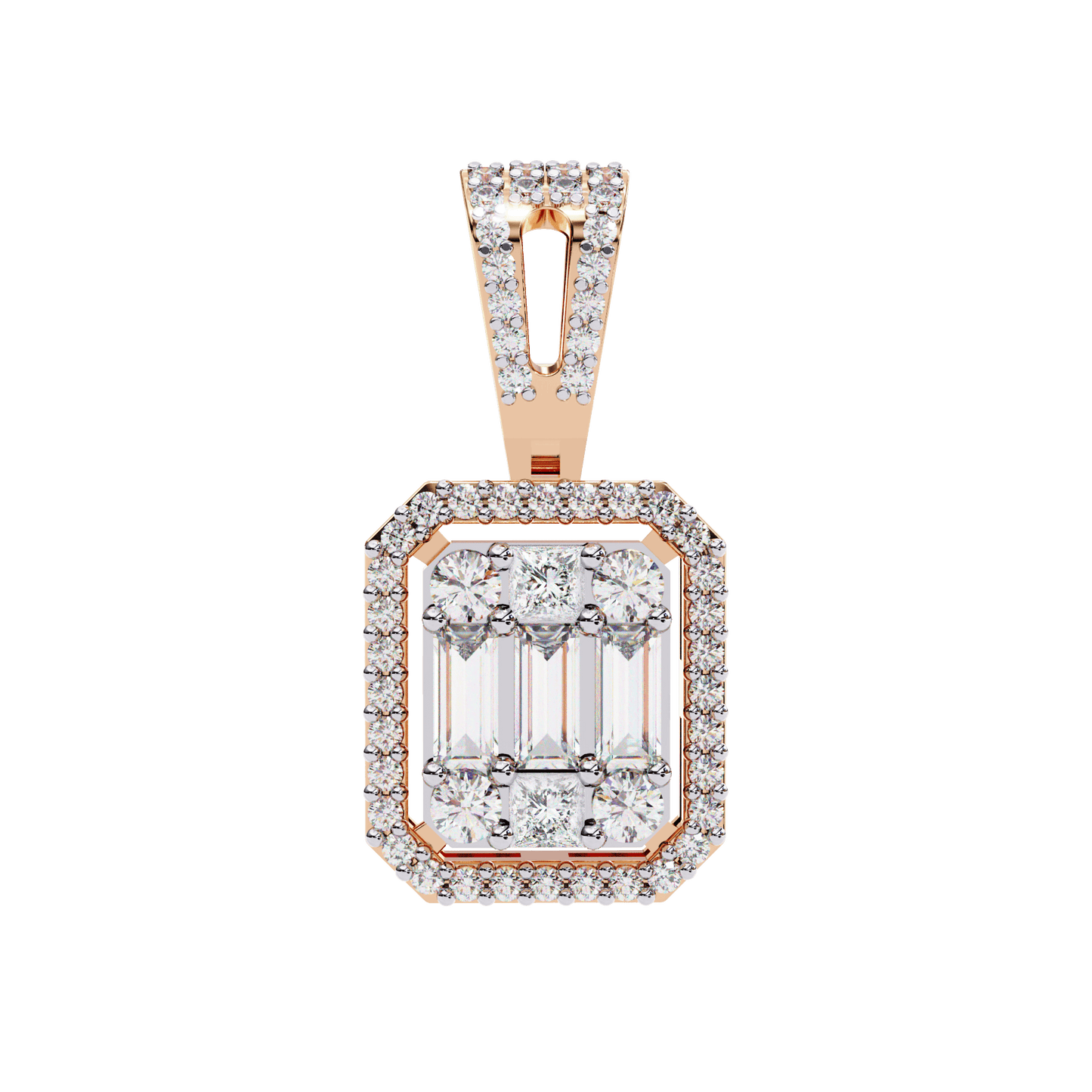 Baguette and Princess Designer Fancy Pendant