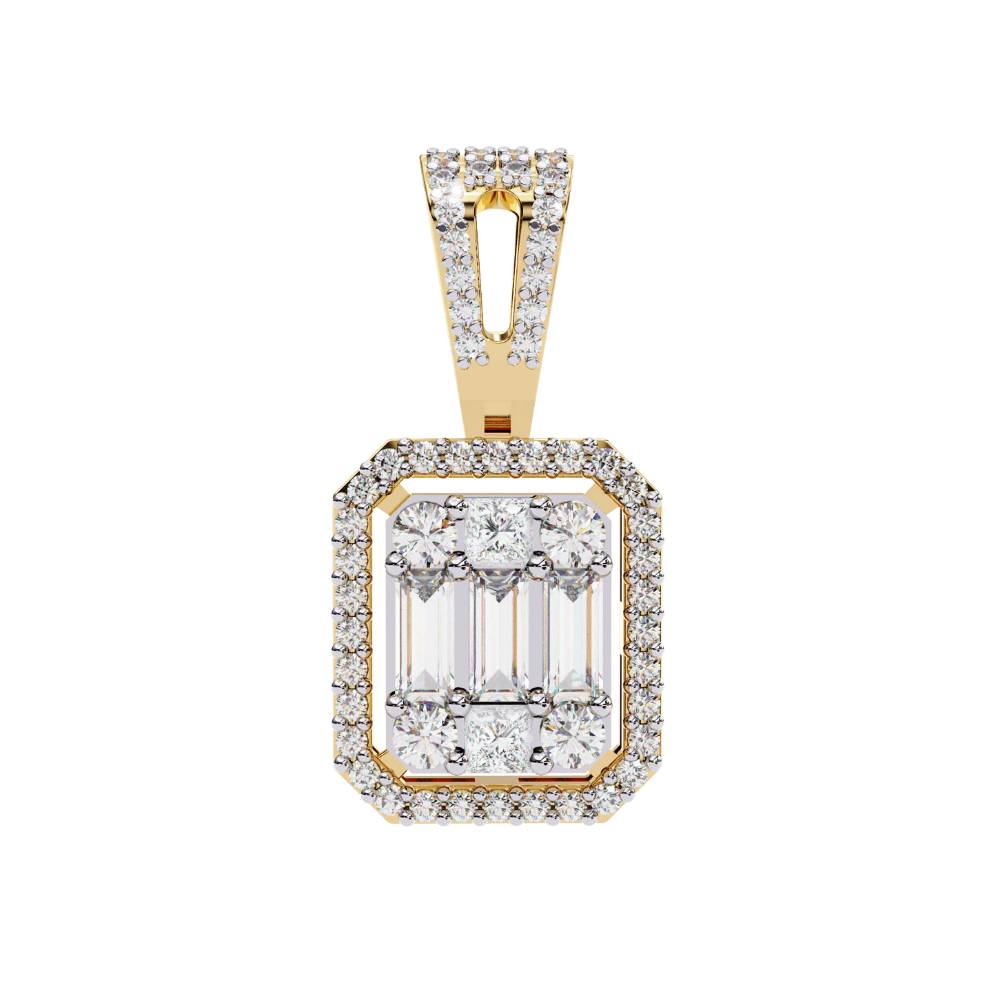 Baguette and Princess Designer Fancy Pendant